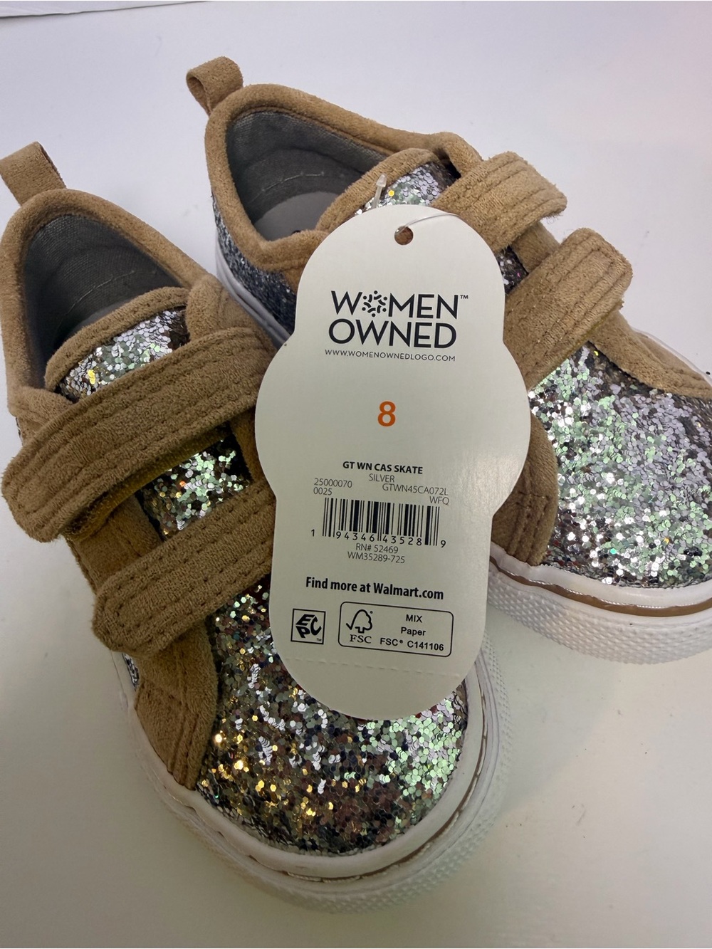 wonder nation Silver Glitter Sneakers with Tan Accents - Picture 4 of 7